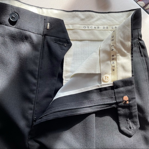 Oscar De Le Renta Men Luxury Black 100% Wool Dress Pants Trousers Slacks - Picture 6 of 17